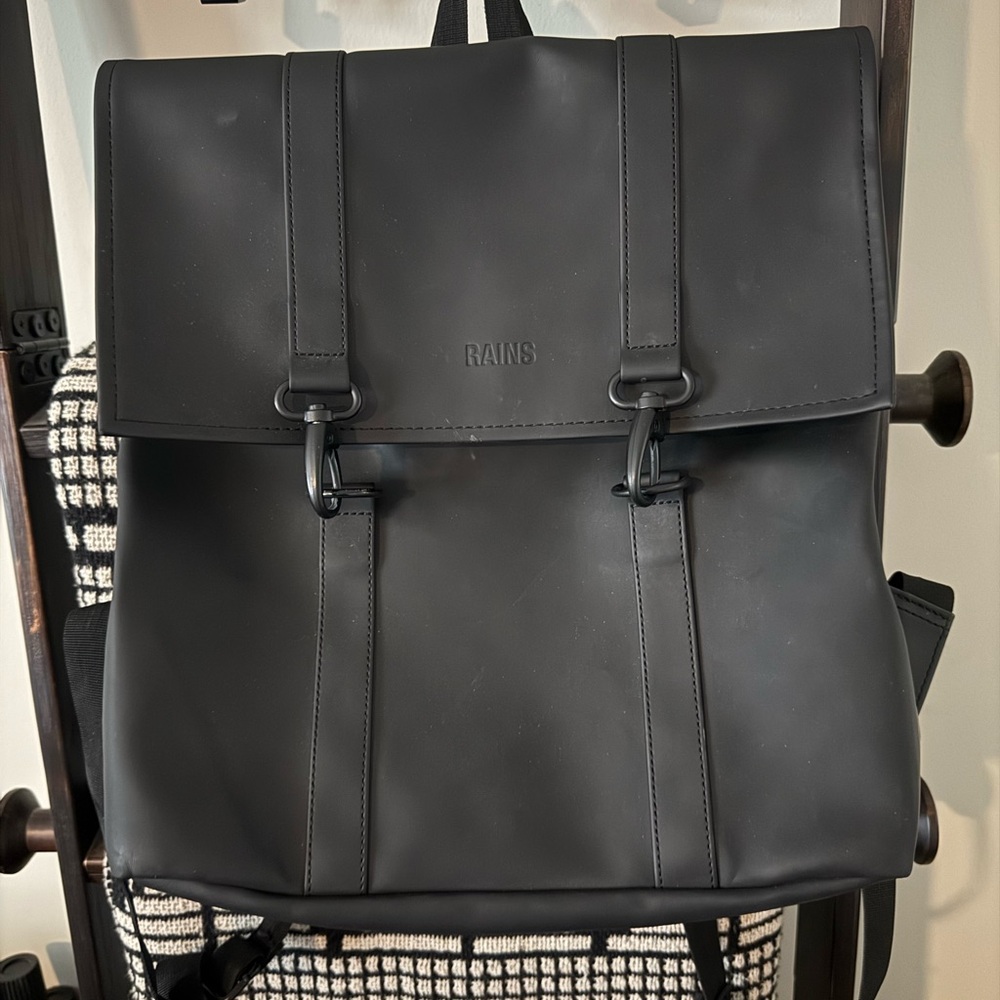 Rains Black Messenger Backpack